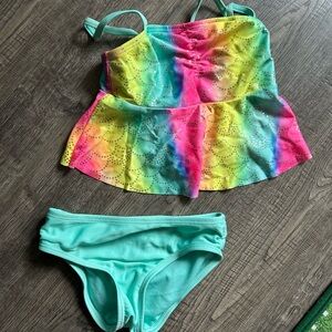 Colorful Tie-Dye mermaid Swimsuit Set